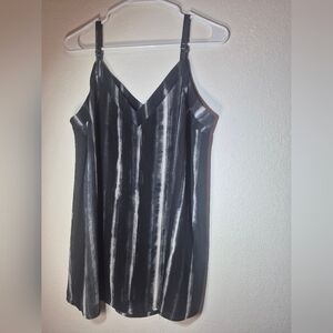 Torrid Black and Gray Striped V-Neck Dress